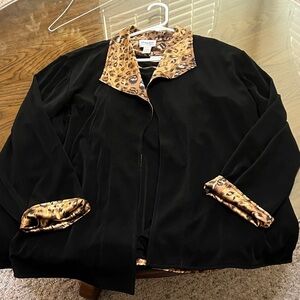 Chico's Black jacket and tank with Leopard Print Details
